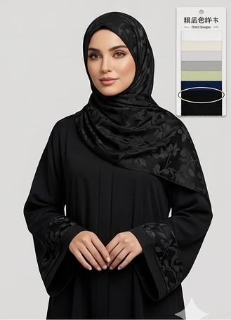 Black jacquard vine veil